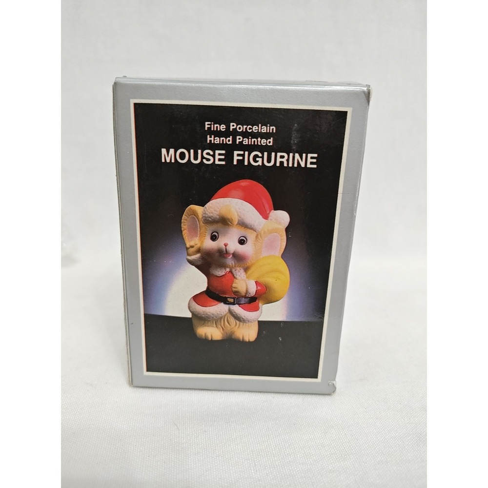 Vintage Santa Mouse‎ Ceramic Christmas Ornament Figurine